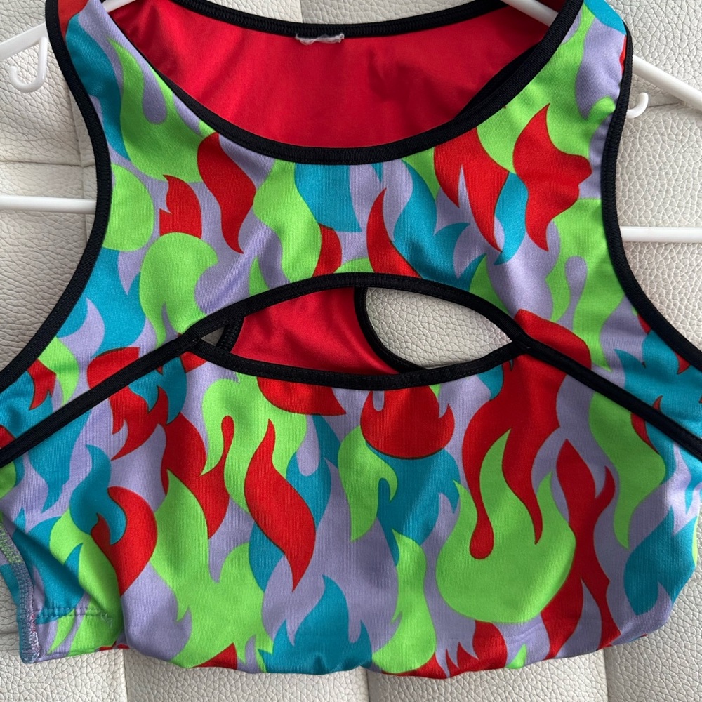 Zumba Fitness Red and Green Flame Crop Top